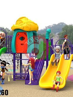 เครื่องเล่นสนามกลางแจ้ง เครื่องเล่นสนามชุดบ้านแกะสามป้อม