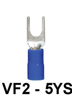 หางปลา แฉกหุ้ม VF2 - 5Y BLUE KENION ( 100 ชิ้น / 1 ถุง ) ใช้กับสายเบอร์ 1.0 - 2.5