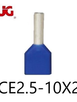 ข้อต่อย้ำปลายสาย แบบคู่หุ้ม สีฟ้า CE2.5-10x2 TLUG ใช้กับสาย 2.5 sq.mm (100 ชิ้น/ห่อ)