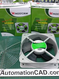 พัดลมระบายอากาศ WINDSTORM ขนาด 8 นิ้ว ไฟ 60W พร้อมตะแกรง ลูกปืนแบบ Ball Bearing