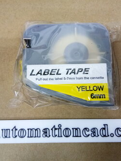 สติ๊กเกอร์ Label เหลือง 6 mm. ใช้กับเครื่องพิมพ์ฮอตมาร์ค L-mark รุ่น LK-320