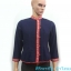 เสื้อผ้าไทยผ้าพื้นเมืองสีครามสไตน์อิสาน เสื้อผ้าฝ้ายแต่งผ้าขลิบลายและปักผ้า เสื้อผ้าพื้นเมืองแต่งแถบกุ้นสไตน์อิสาน
