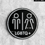 ป้ายสัญลักษณ์ห้องน้ำLGBTQ+ อะคริลิคพื้นดำด้าน อักษรนูน สไตล์โมเดิร์น มินิมอล เรียบหรู ขนาด : 20 x 20 เซนติเมตร