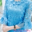 เสื้อลูกไม้สไตน์เกาหลีสีฟ้าเสื้อลูกไม้สไตน์วัยรุ่นสีฟ้า เสื้อผ้าไทยใส่กับผ้าซิ่น เสื้อผ้าฝ้ายใส่กับผ้าถุงสีฟ้า เสื้อลูกไม้ใส่ผ้าซิ่น เสื้อลูกไม้พาดาแขนสั้นสีฟ้า