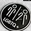 ป้ายสัญลักษณ์ห้องน้ำLGBTQ+ อะคริลิคพื้นดำด้าน อักษรนูน สไตล์โมเดิร์น มินิมอล เรียบหรู ขนาด : 20 x 20 เซนติเมตร
