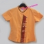 เสื้อผ้าไทยสีส้ม เสื้อผ้าฝ้าย เสื้อใส่ผ้าซิ่น เสื้อผ้าฝ้ายสีส้มแต่งผ้าขลิบเงิน กระดุมโลหะ