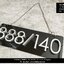 ป้ายเลขที่บ้าน 888/140 แบบแขวน พร้อมเจาะรูคล้องห่วงใส่โซ่ สแตนเลสเงินแอร์ลาย สไตล์ Modern Luxury Minimal
