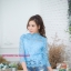เสื้อลูกไม้สไตน์เกาหลีสีฟ้า เสื้อลูกไม้สไตน์วัยรุ่น เสื้อผ้าไทยใส่กับผ้าถุง เสื้อลูกไม้ใส่ผ้าซิ่น เสื้อลูกไม้แขนยาว 5 ส่วน เสื้อลูกไม้ใส่กับผ้าซิ่นสีฟ้า