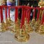 ฐานไม้กลึง ฐานวาง ขาตั้ง ตีลาย ปิดทอง ประดับเพชร สำหรับวางเศียรขนาดครอบ สูง 16 นิ้ว