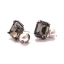 ER266 ต่างหูวินเทจคู่เล็ก เพชรคิวบิค Cubic Zirconia เกรดสูงสีเทาเข้มต่อมุกเล็ก งานจิวเวลรี่เกาหลี สวยน่ารัก เรียบหรูดูดี ก้านขาเงิน ขนาด 1.2 x 1.6 cm #MadeinKorea