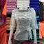เสื้อผ้าไทยสีเทาเงินแต่งลูกไม้ เสื้อผ้าไหมแต่งลูกไม้ เสื้อใส่ผ้าซิ่นสีเทาเงิน เสื้อผ้าฝ้ายสีเทาเงินปักมุก