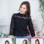 เสื้อลูกไม้สไตน์เกาหลีสีดำ เสื้อลูกไม้สีดำสไตน์วัยรุ่น เสื้อสีดำใส่ผ้าซิ่น เสื้อลูกไม้ใส่สีดำกับผ้าถุงสวยๆ เสื้อลูกไม้แขนยาว 5 ส่วนสีดำเสื้อลูกไม้สีดำใส่กับผ้าซิ่น