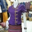 เสื้อผ้าไทยสีม่วง เสื้อผ้าฝ้ายสีม่วง เสื้อใส่ผ้าซิ่น เสื้อผ้าฝ้ายสีม่วง เสื้อผ้าทอพื้นเมืองแต่งผ้ากุ้นสีเงิน