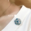 เข็มกลัด/จี้คริสตัลทรงกลม แต่งคริสตัล swarovski หลากสีโทนฟ้า สวยมากๆ ดูดีเรียบหรู ขนาด 2.9 cm #MadeinKorea
