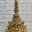 ชฎานาง ขนาดสวมหัว งานกระดาษ ทองเค ประดับกระจก พร้อมฐานไม้สีแดง