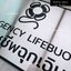 ป้ายห่วงชูชีพฉุกเฉิน Emergency Lifebuoy ป้ายสแตนเลสรองด้วยอะคริลิค ป้ายสัญลักษณ์ ป้ายสระว่ายน้ำ สไตล์โมเดิร์น มินิมอล มูจิ