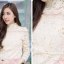เสื้อลูกไม้สไตน์เกาหลีสีครีม เสื้อลูกไม้สไตน์วัยรุ่นสีครีม เสื้อใส่ผ้าซิ่น เสื้อลูกไม้สีครีมแขนยาว 5 ส่วน เสื้อลูกไม้สีครีมใส่กับผ้าซิ่น