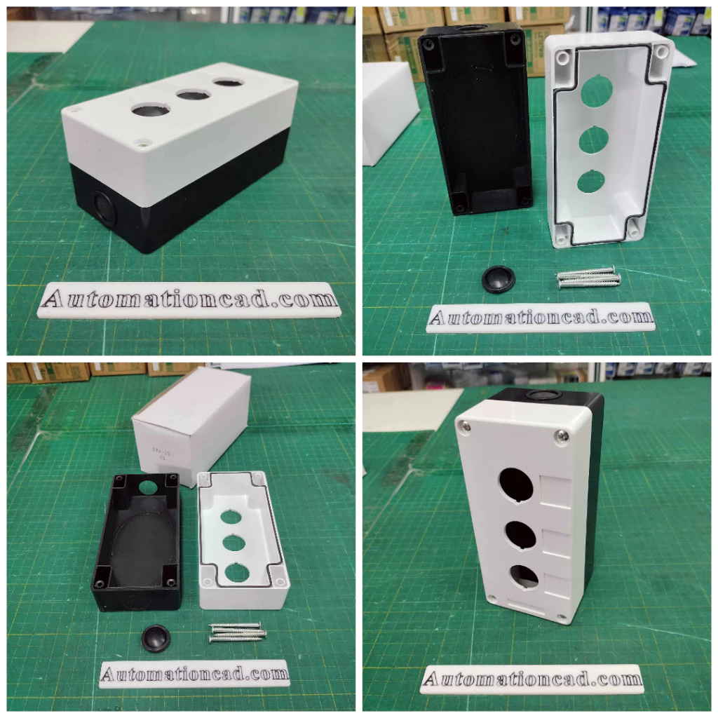 YAOHUI กล่องหลุมกันน้ำสำหรับปุ่ม 3 รู กล่องใส่ปุ่มสวิทช์ รูขนาด 22 mm BX3-22 ขนาด 72x150x65 มิลลิเมตร