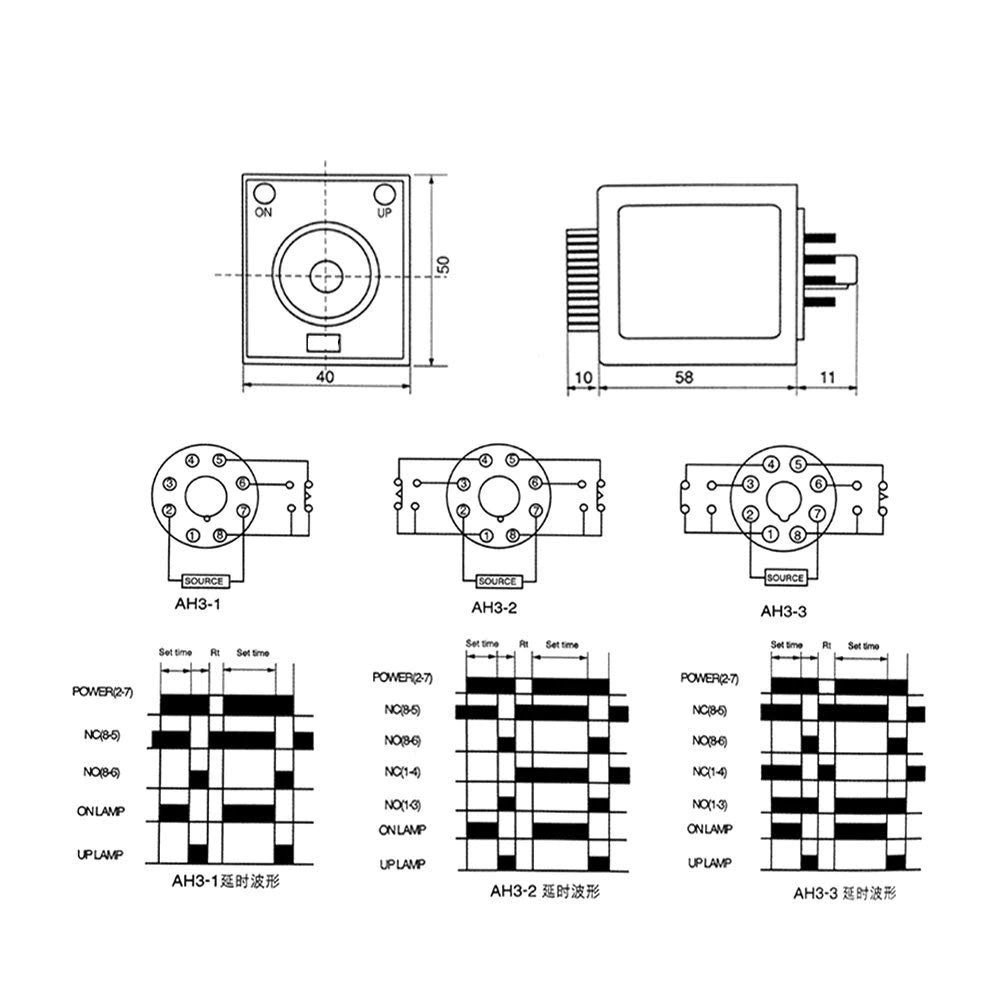 CKC Timer AH3-2 220V ไทม์เมอร์ ฟรีซ็อกเก็ต ช่วงเวลา 10 วินาที Delay-ON CONTACT NO/NC 2 ชุด
