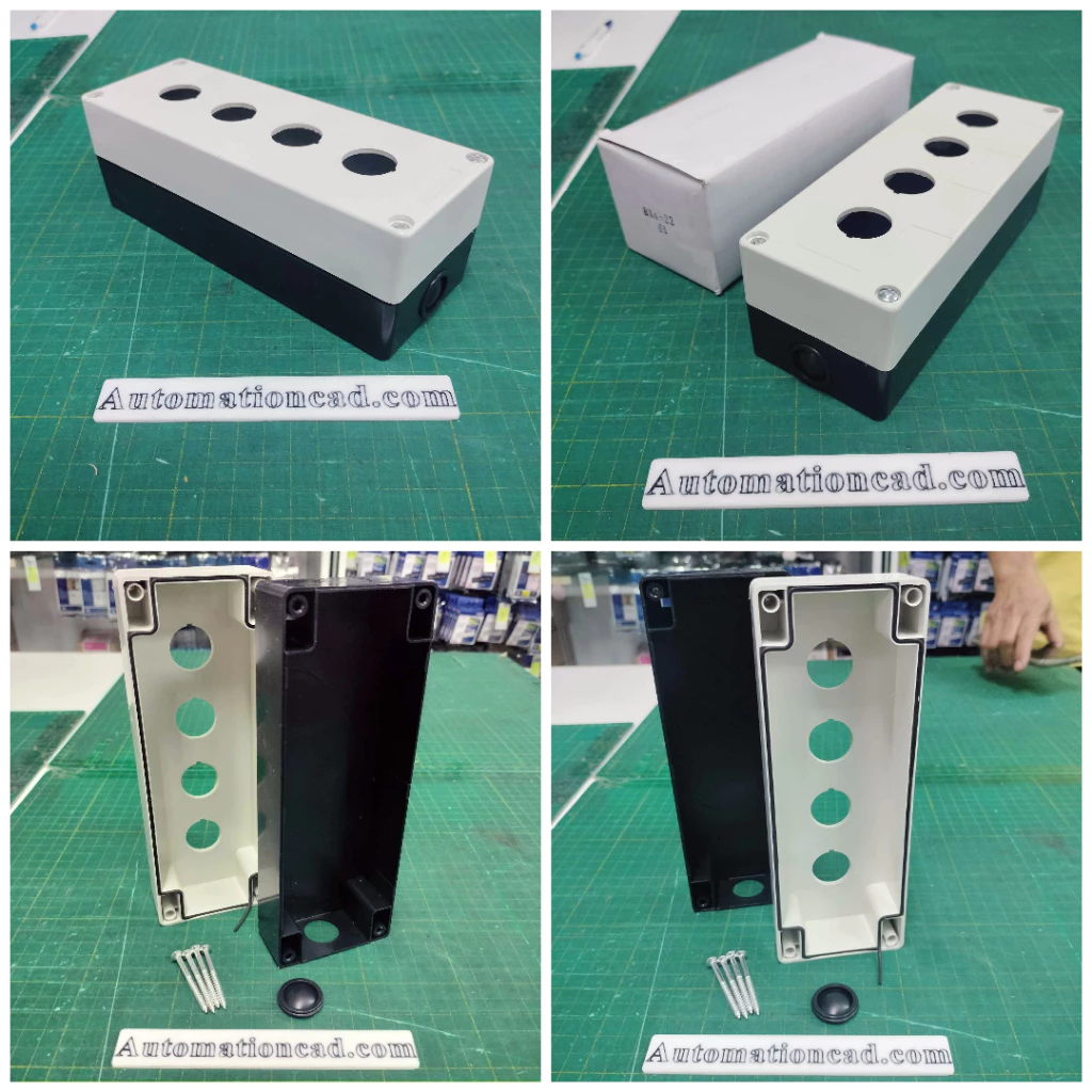 YAOHUI กล่องหลุมกันน้ำสำหรับปุ่ม 4 รู กล่องใส่ปุ่มสวิทช์ รูขนาด 22 mm BX4-22 ขนาด 72x195x65 มิลลิเมตร